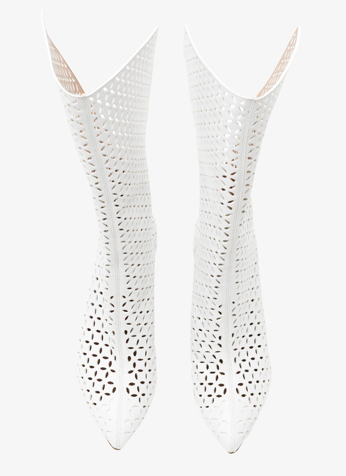 OPENWORK HEEL BOOTS  ALAÏA OFF-WHITE OPENWORK HEEL BOOTS